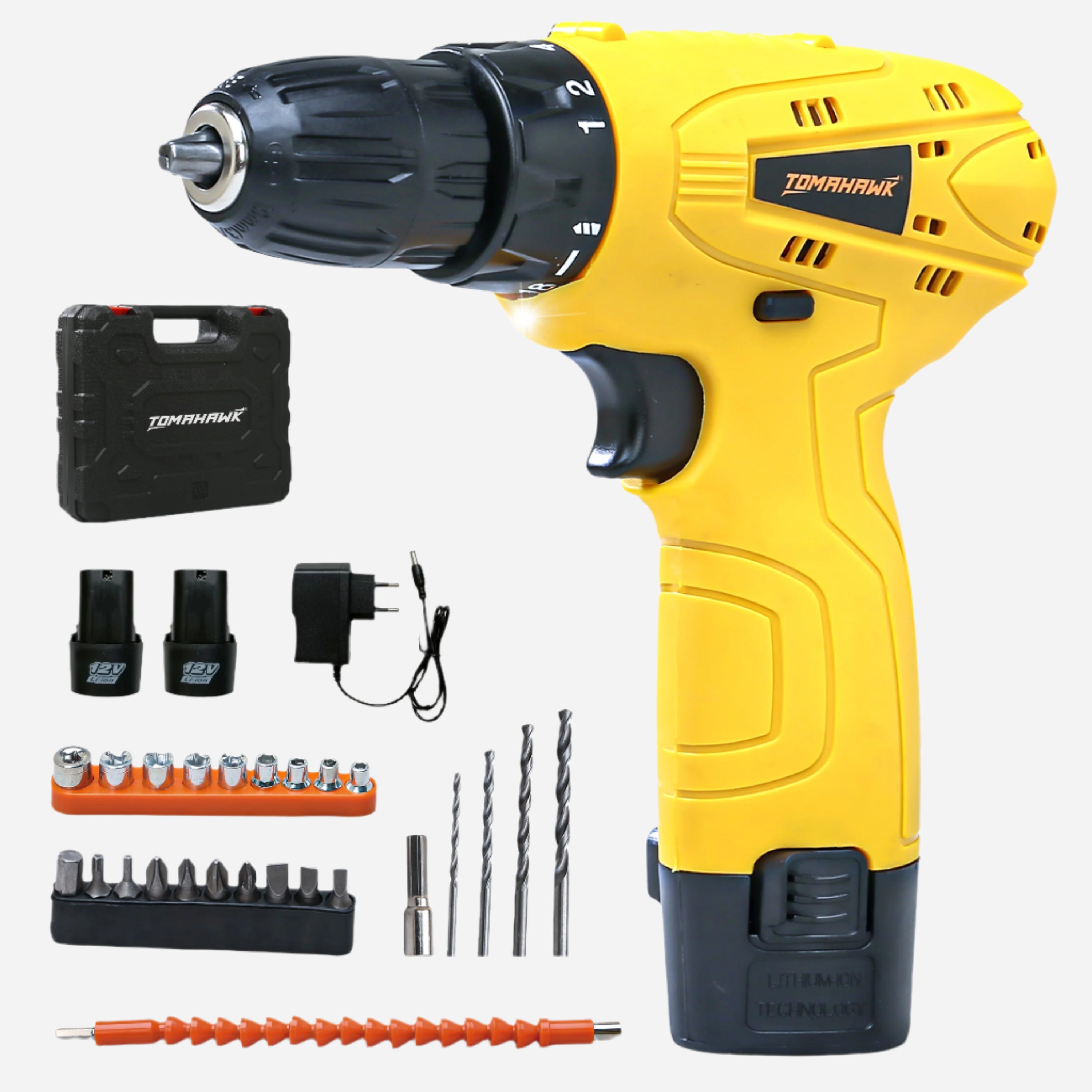 12V 10mm Cordless Screwdriver Drill Set of 25pcs, T7550