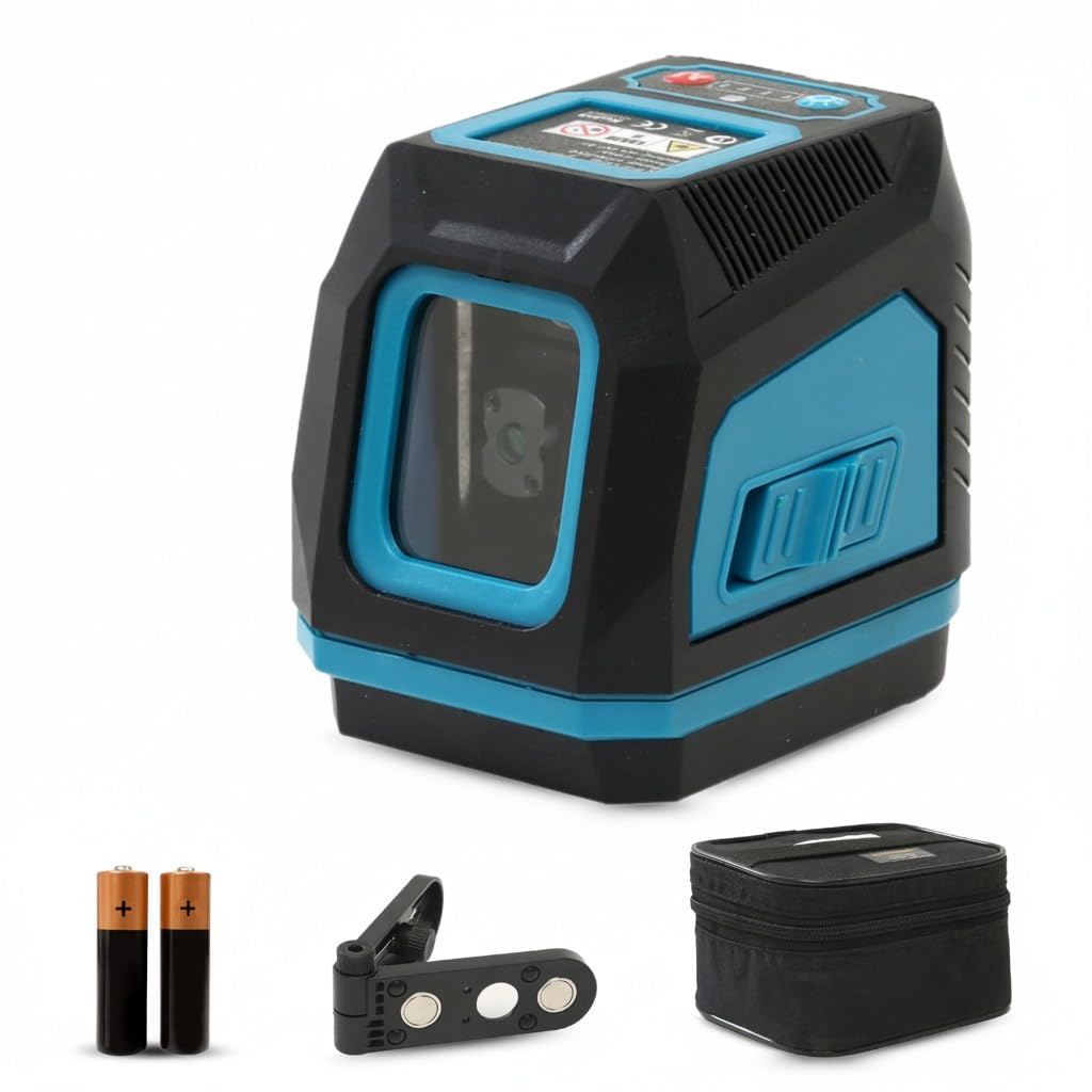 Tomahawk Laser Leveller Machine Cross Line - Green Beam 131Ft Range IP54 Dustproof/Waterproof 2 Line - COM-2200