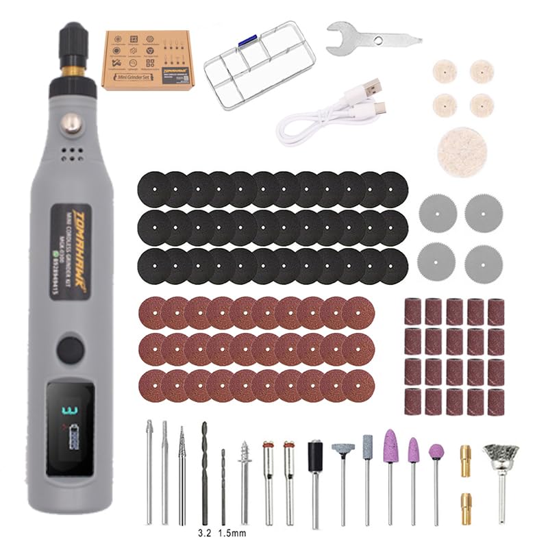 Tomahawk Cordless Electric Mini Drill Grinder Set - Variable Speed, Gray - MGK-0300