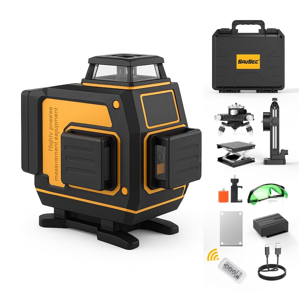 Tomahawk Laser Level - 16 Lines 4x360° Green Cross Line Level Pulse Mode Remote Controller - HPE-6066