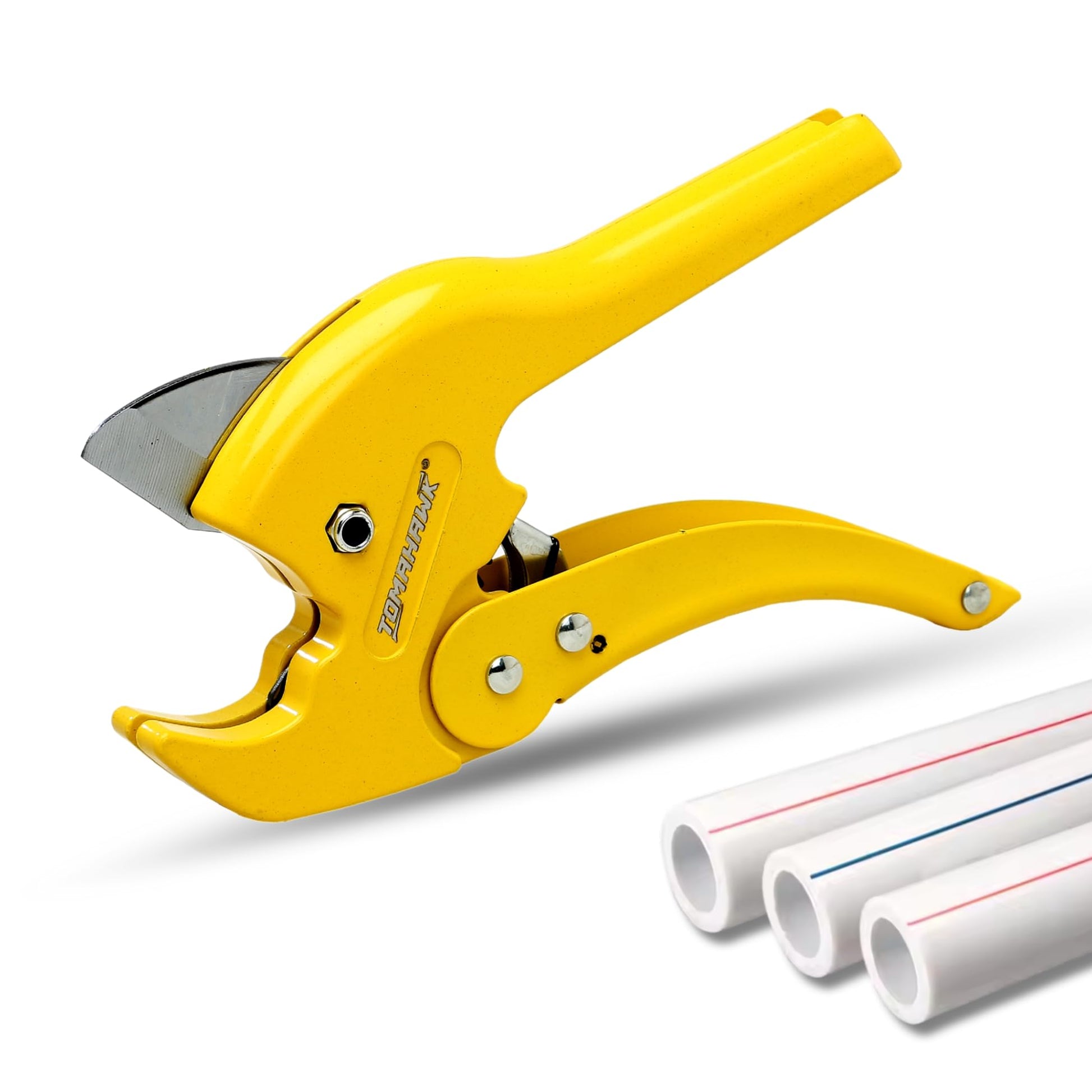 Tomahawk PVC Pipe Cutter - Heavy-Duty Ratcheting for PVC, PPR, PEX, PE, Rubber Hose - PVC-8999