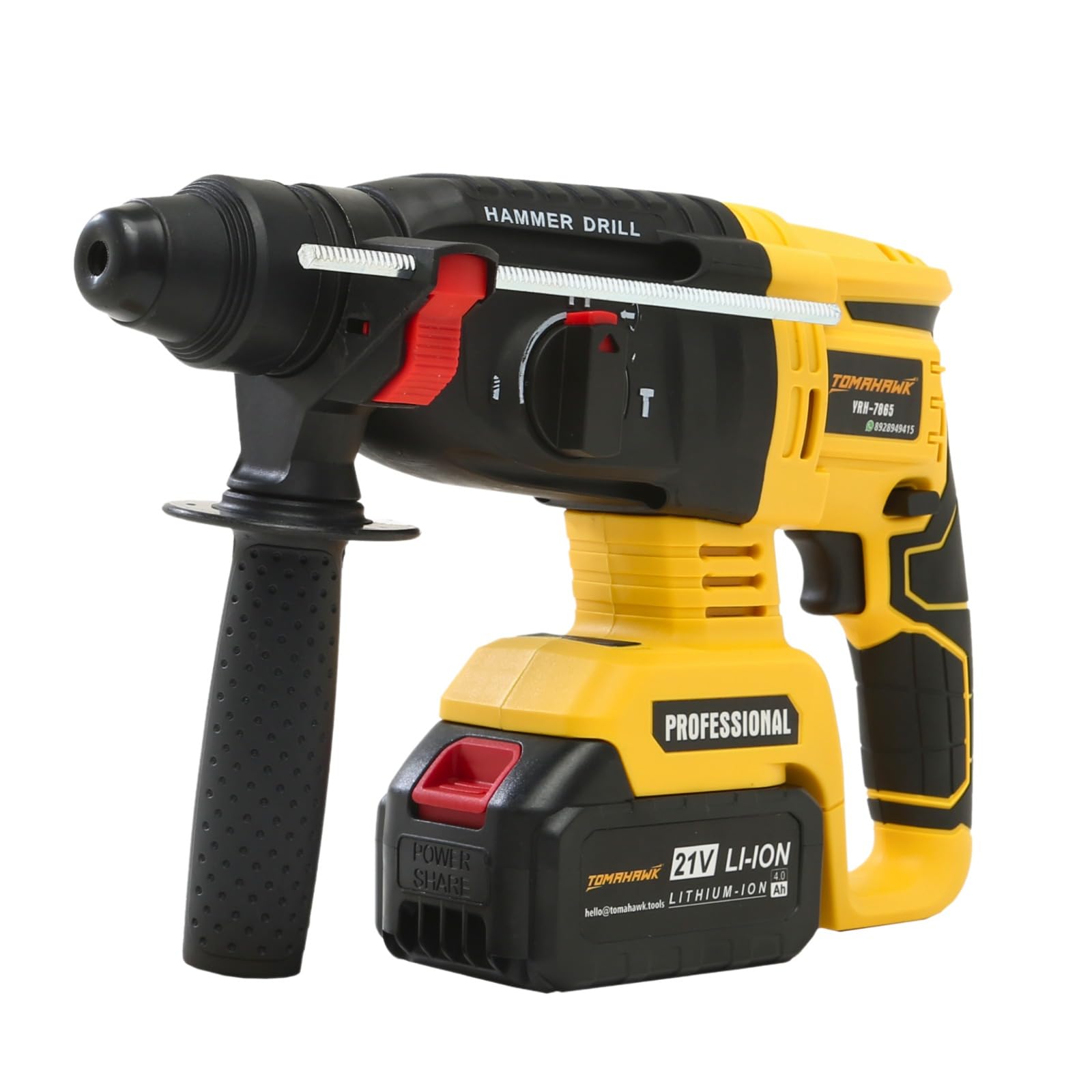 Tomahawk Cordless Rotary Hammer Drill Machine - 21V 4.0Ah Battery, 750W, 26MM - YRH-7865