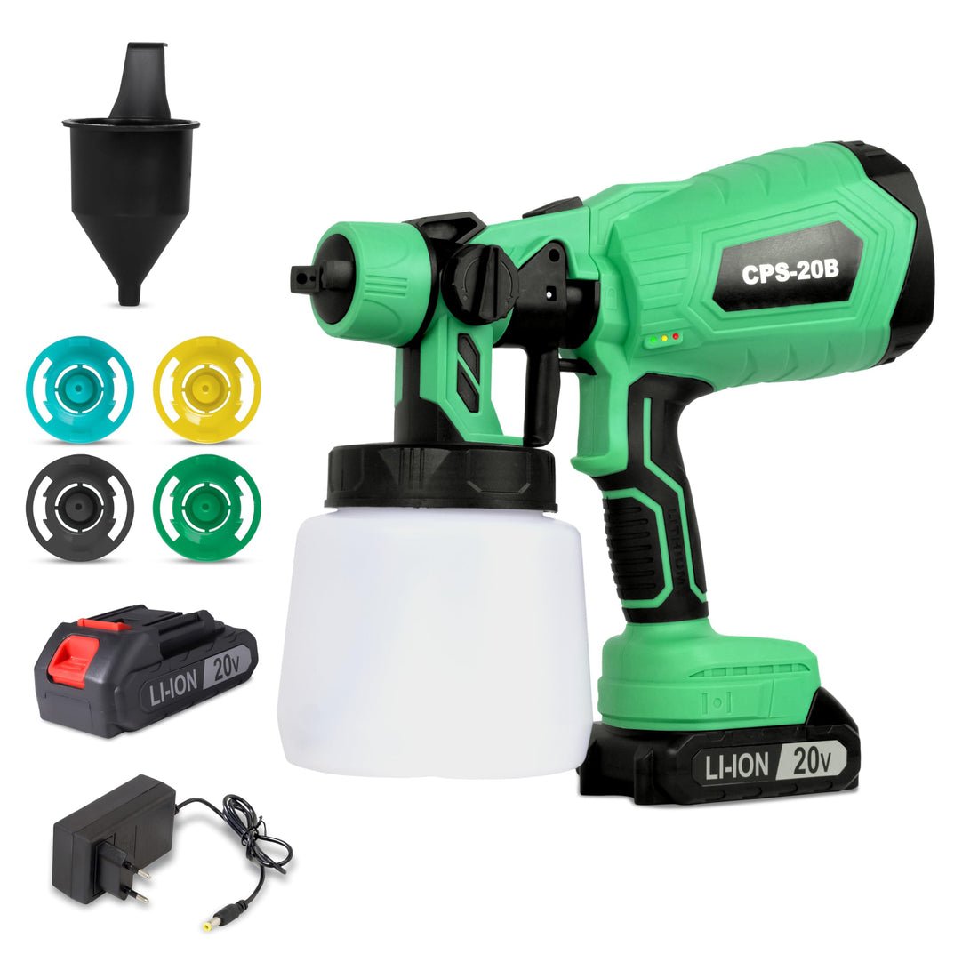 Tomahawk Power Paint Sprayer - 37000 RPM Noload Speed, 20V, 200cm-500cm Spraying Diameter, 2 X 1.5 Ah Batteries - CPS-2000