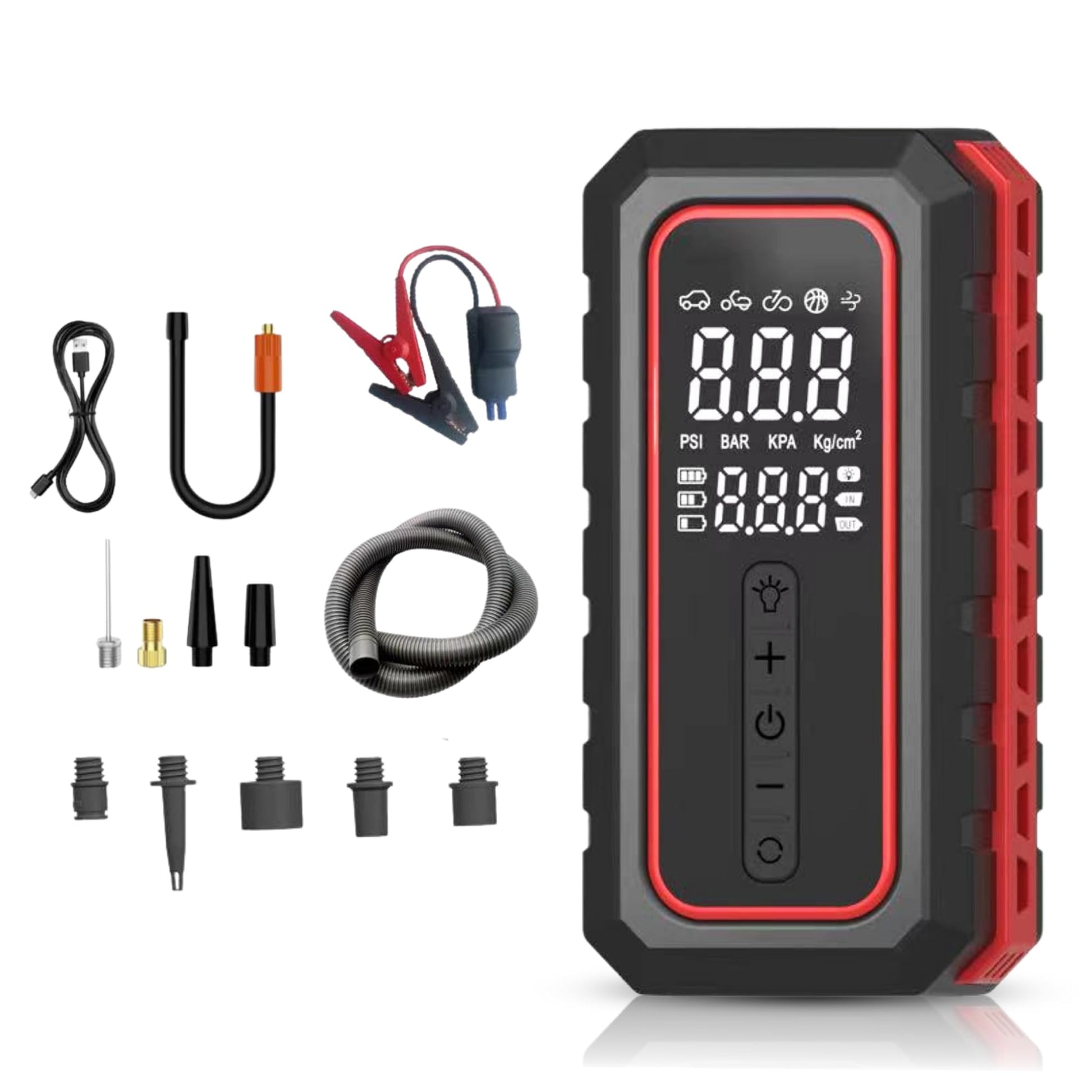 Tomahawk Multi-Function Car Jump Starter with Powerbank and Air Compressor, 8000 mAh, 400A Peak - JSI-9695