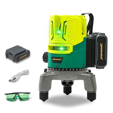 Tomahawk Leveling Laser Level - High Precision Cross Line Laser with Green Beams, Horizontal & Vertical - SPB-6682