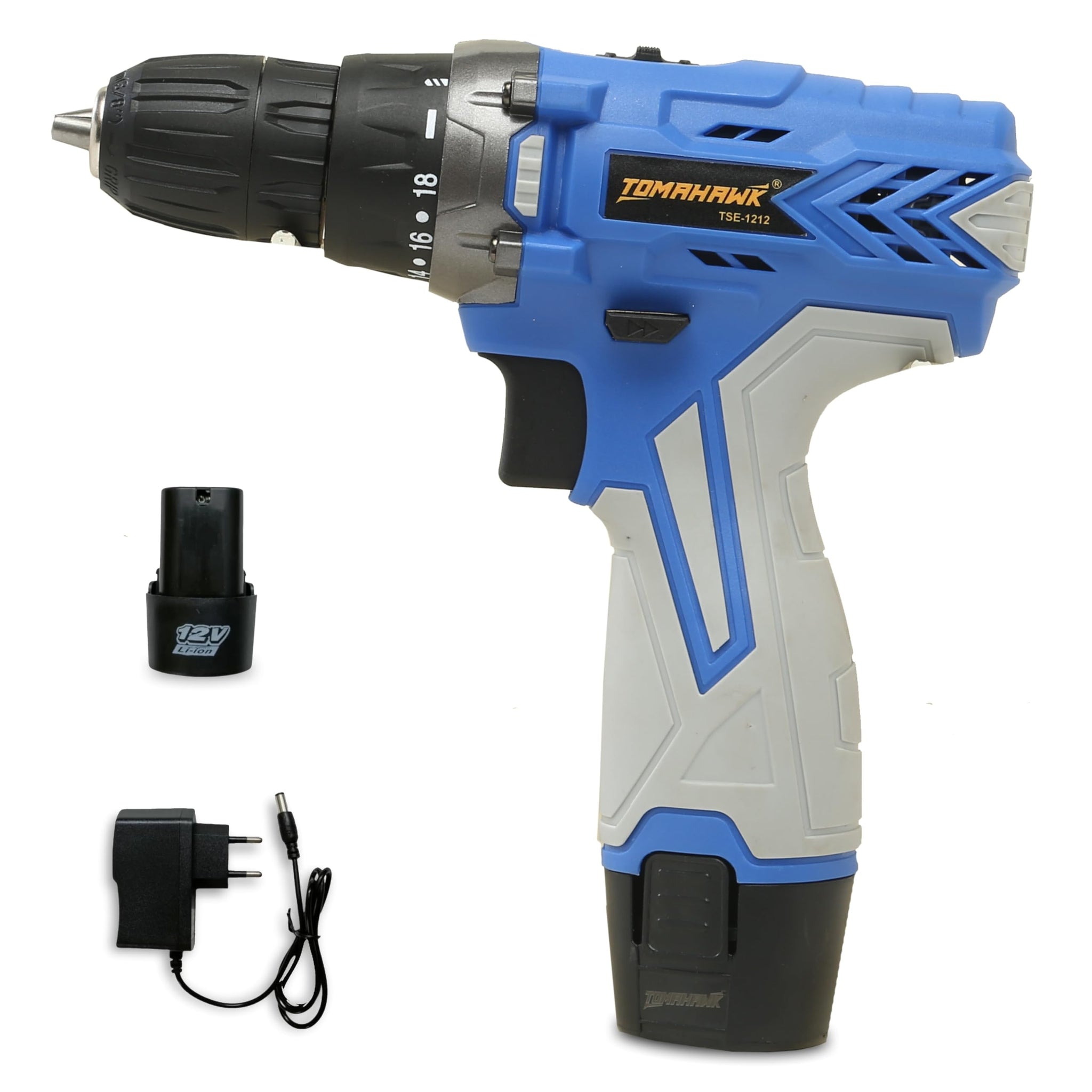 Tomahawk Cordless Drill/Screwdriver Kit - 12V Variable Speed Dual Battery 1.5Ah 28Nm Torque - TSE-1212