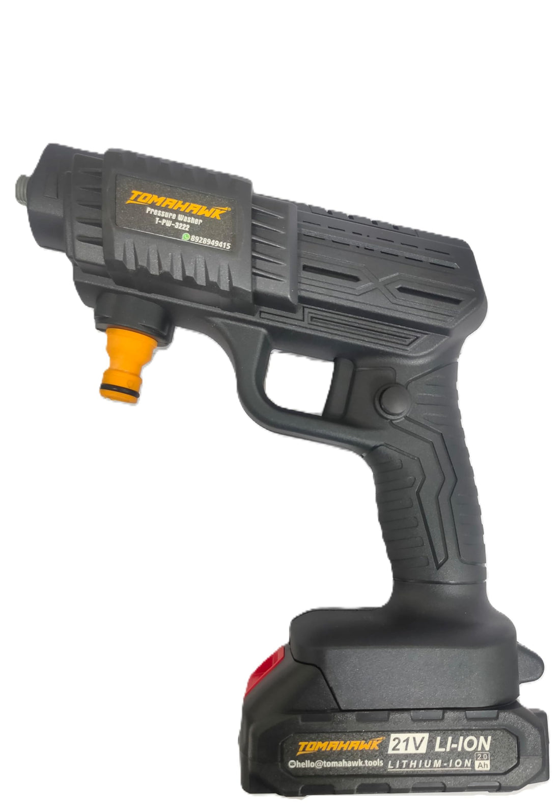 Tomahawk Pressure Washer - 21V 2Ah Battery 3L/min Max Flow 5m Hose Length - T-PW-3222