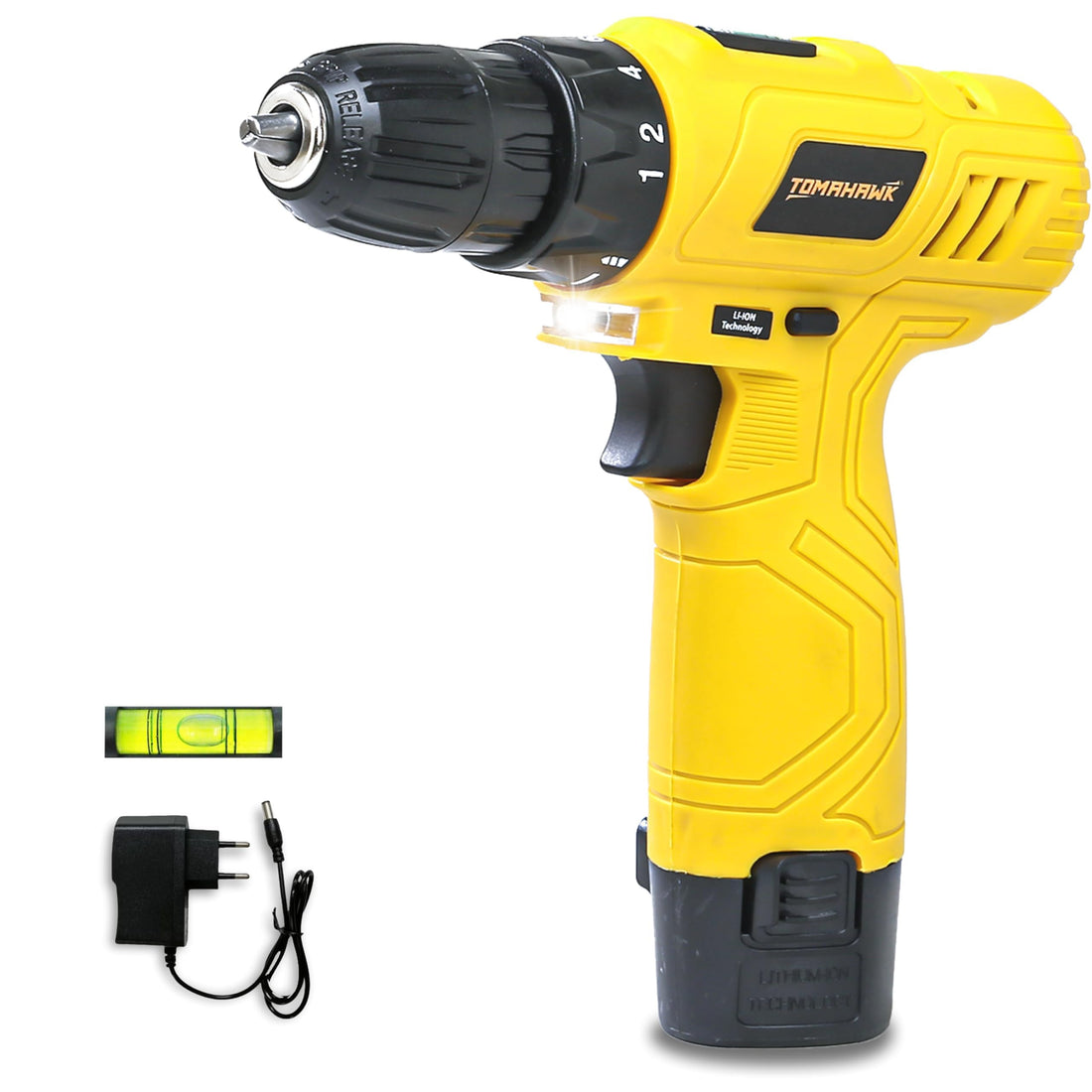 Tomahawk Cordless Drill/Screwdriver - 12V 10mm Keyless Chuck 1-Speed Double Battery 24Nm Torque - DMS-3100