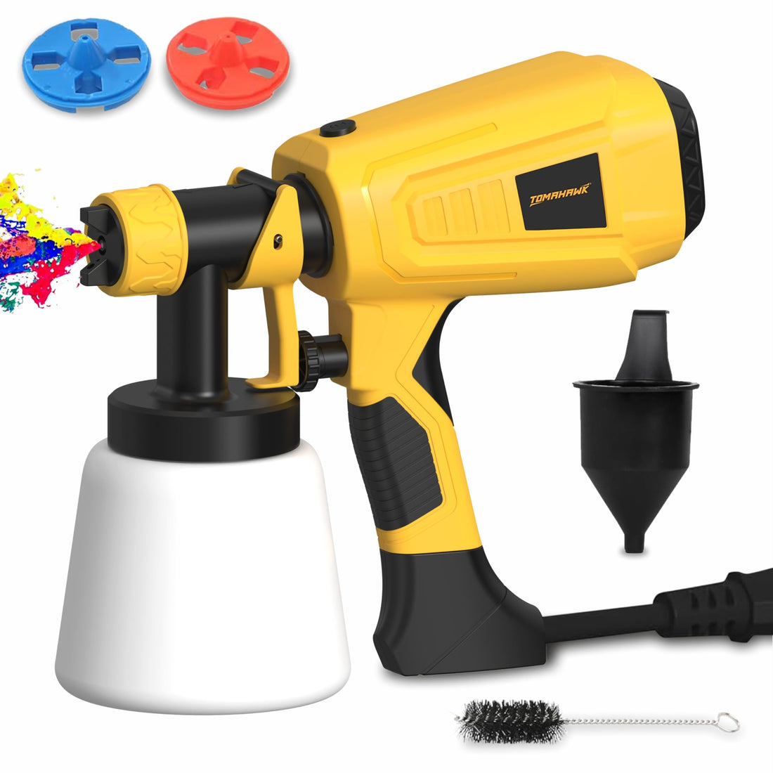 Tomahawk Electric Paint Sprayer - 600W 800ml Tank HVLP 3 Nozzles (1.0/1.8/2.5mm) - TPS-1200