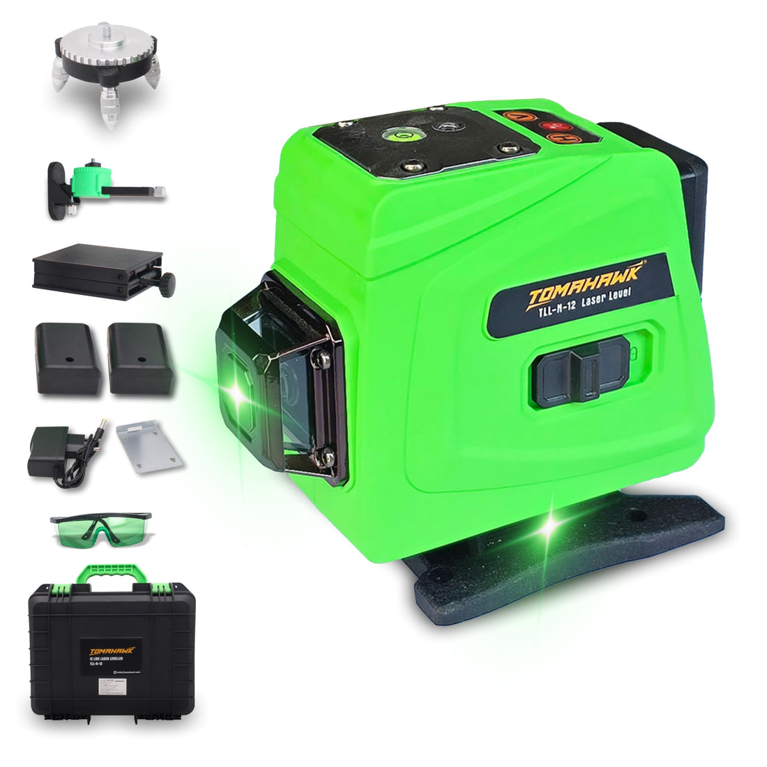 Tomahawk Laser Level - 12 Lines Green 25m 4x360° 4D Self-Leveling Vertical/Horizontal - TLL12-N