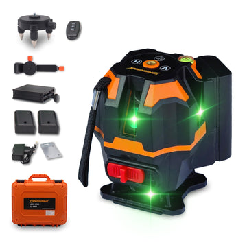 Tomahawk Self-Leveling Laser Level - 2 Line Green 25 Meter Cross Line - TLL-2CL-4H4V