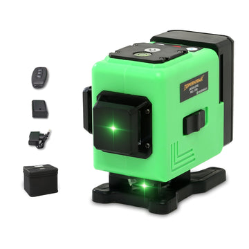 Laser Level - 12-Line Green 25m 3x360° 4D Self-Leveling Vertical/Horizontal Lasers Pulse Mode - MLL-1200