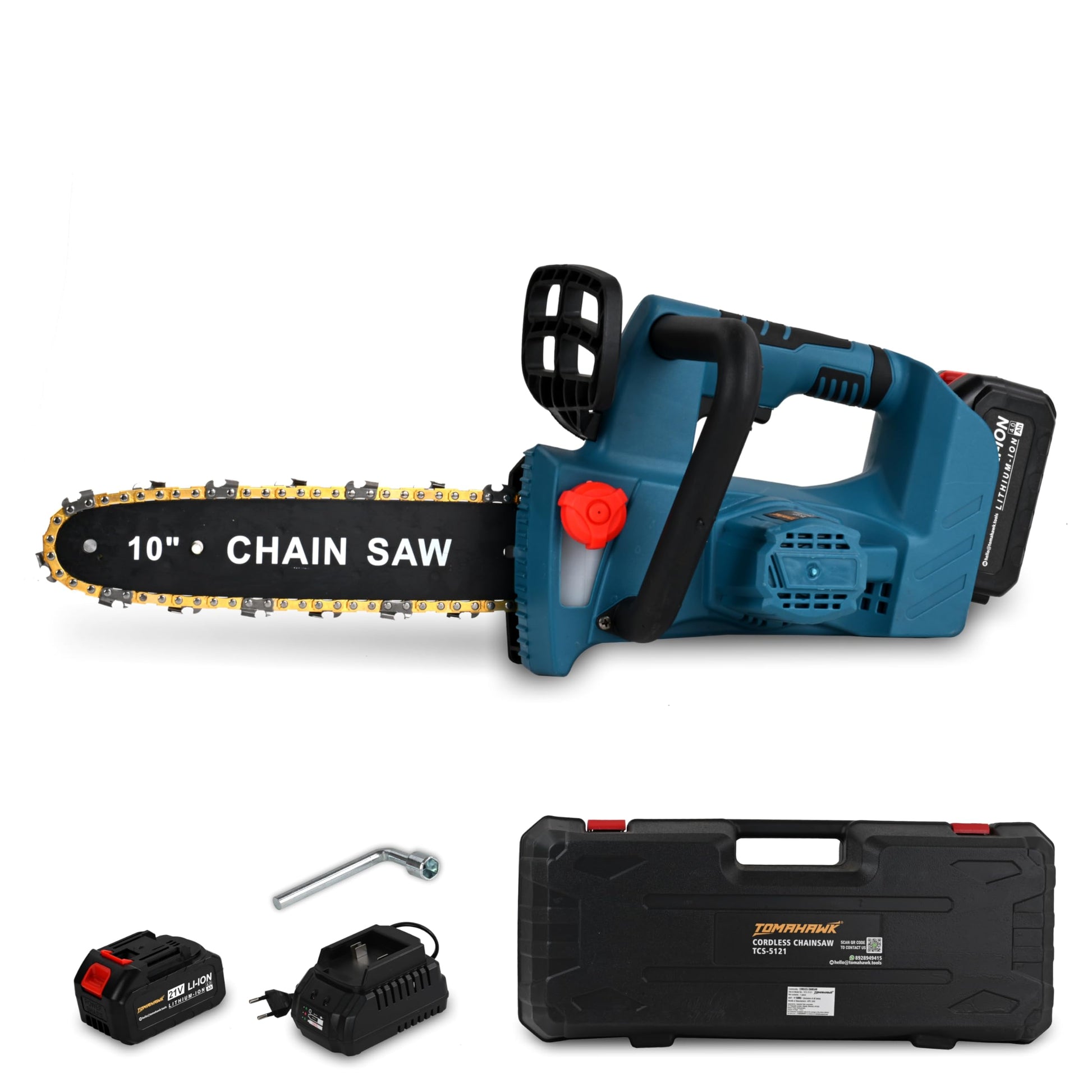 Tomahawk Cordless Chainsaw - 10 Inch, 21 Volt x 4.0 Ah Battery - TCS-5121