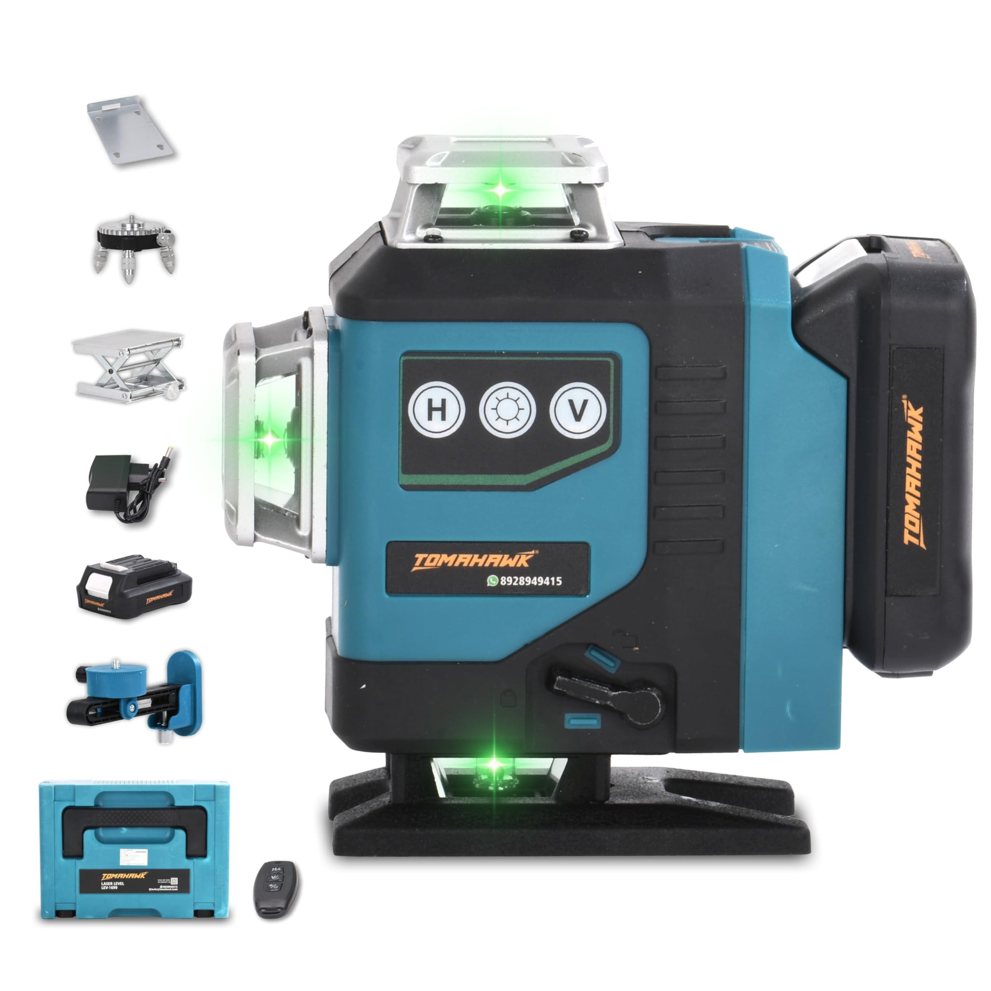 Tomahawk Laser Level - 16 Lines 4x360° 4D Green Cross Self-Levelling - LEV-1699