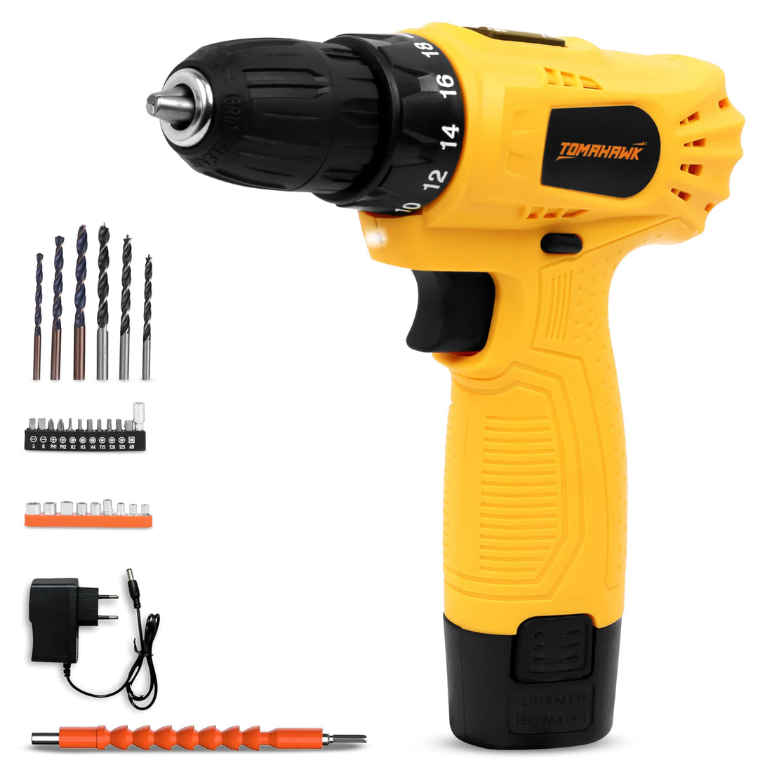 Tomahawk Cordless Drill/Screwdriver - 12V 1x1.5 Ah Battery - TAD-4625