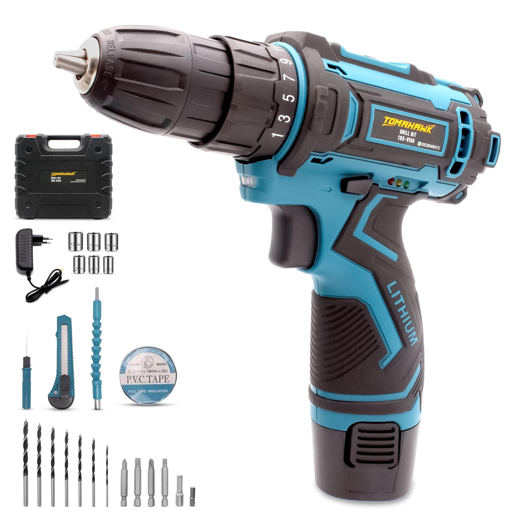 Tomahawk Cordless Drill/Screwdriver Kit - 12V 2-Speed 1.5Ah Single Battery - T9150