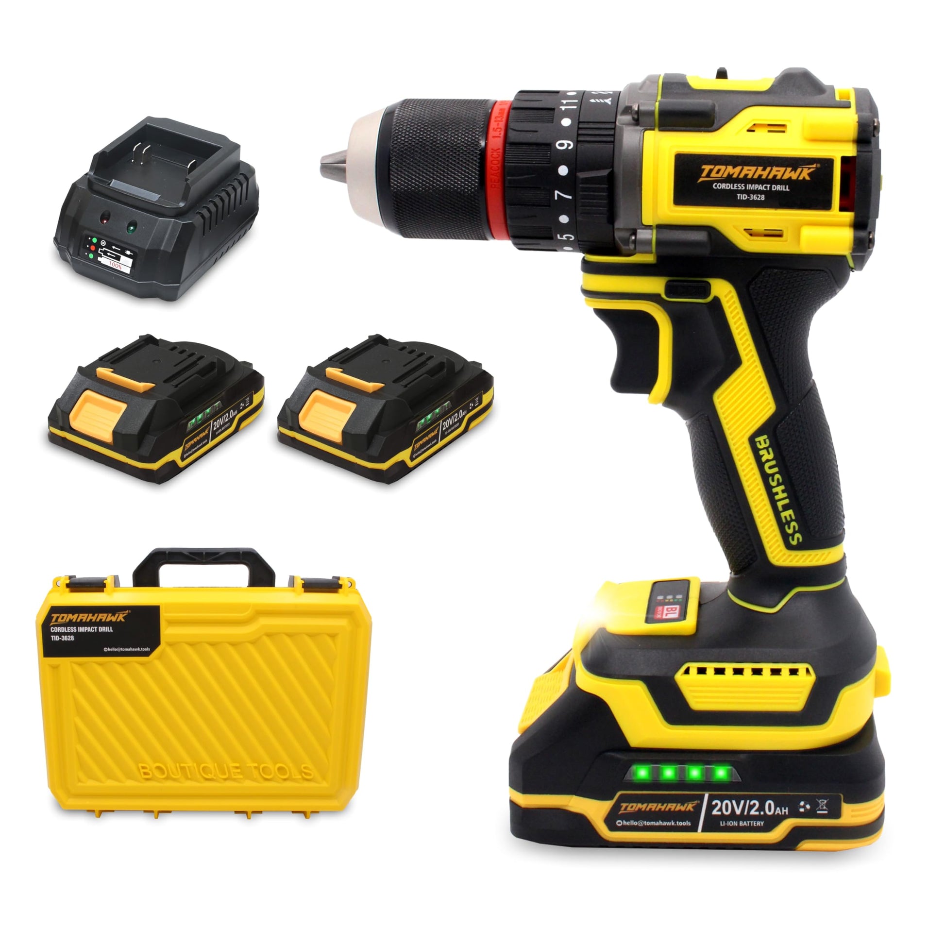 Tomahawk Impact Driver Machine - Brushless Cordless, 13MM Chuck, Dual Speed - TID3628