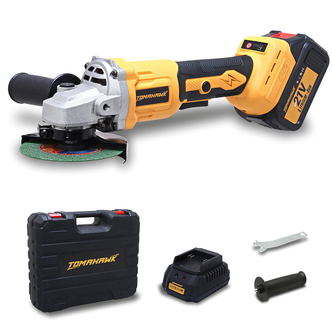Tomahawk Angle Grinder - 20V Cordless 8500 Rpm Brushless Motor 3.0Ah Li-Ion Adjustable Speed - TAG-1155