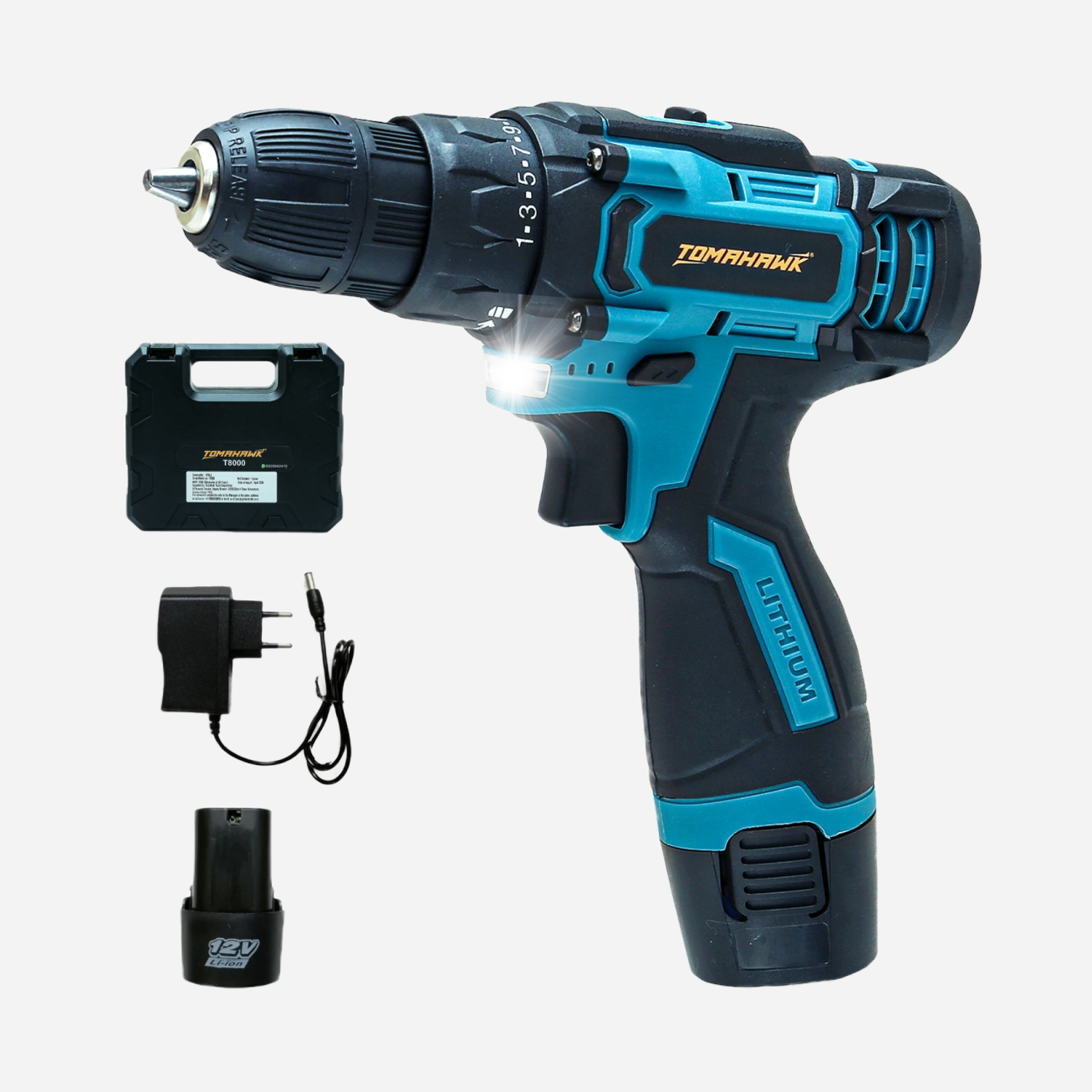 12V 10mm Cordless Screwdriver & Drill T8000