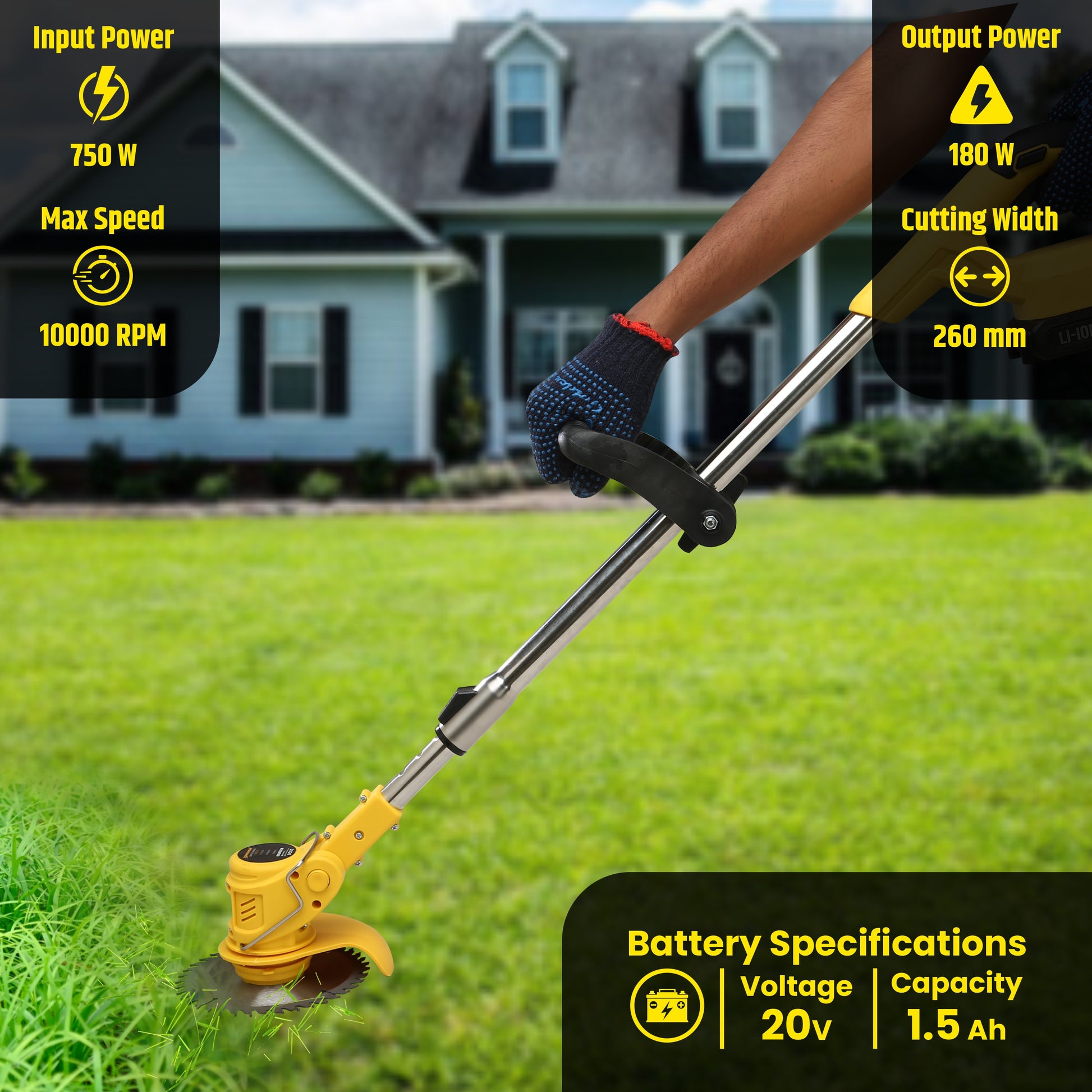 20V 750W Cordless Brush Cutter w/ Blades - Main Image