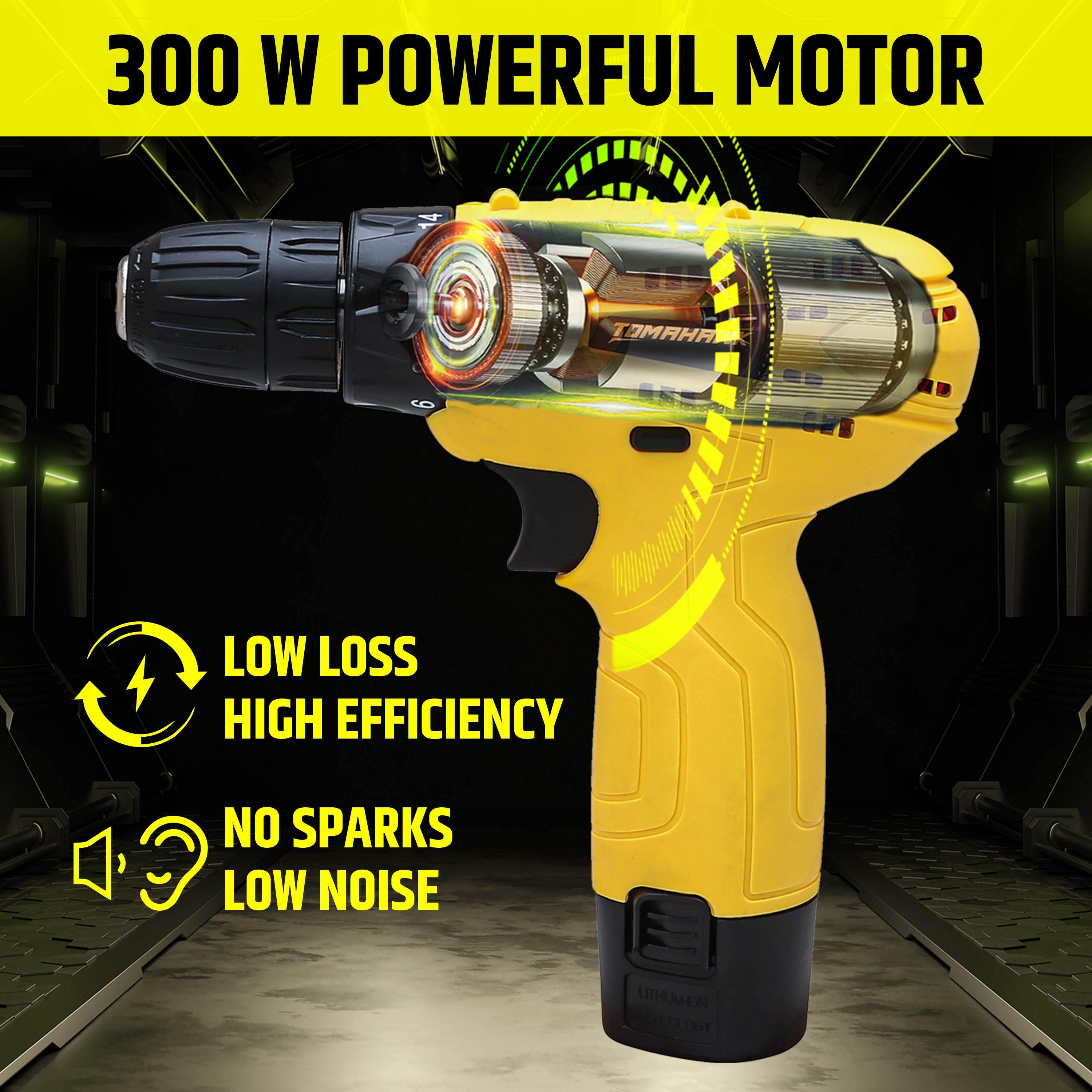 12V 10mm Cordless Screwdriver Drill Machine w Ph2xSL6x65mm Bit T738 TOMAHAWK